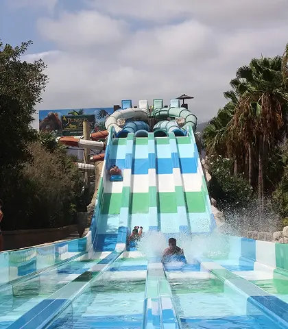 Water slides and family pools at Aqualand Costa Adeje in Tenerife.