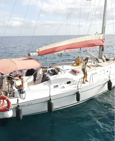 The Atlantic Star sailing yacht on a whale and dolphin watching tour off the south coast of Tenerife.